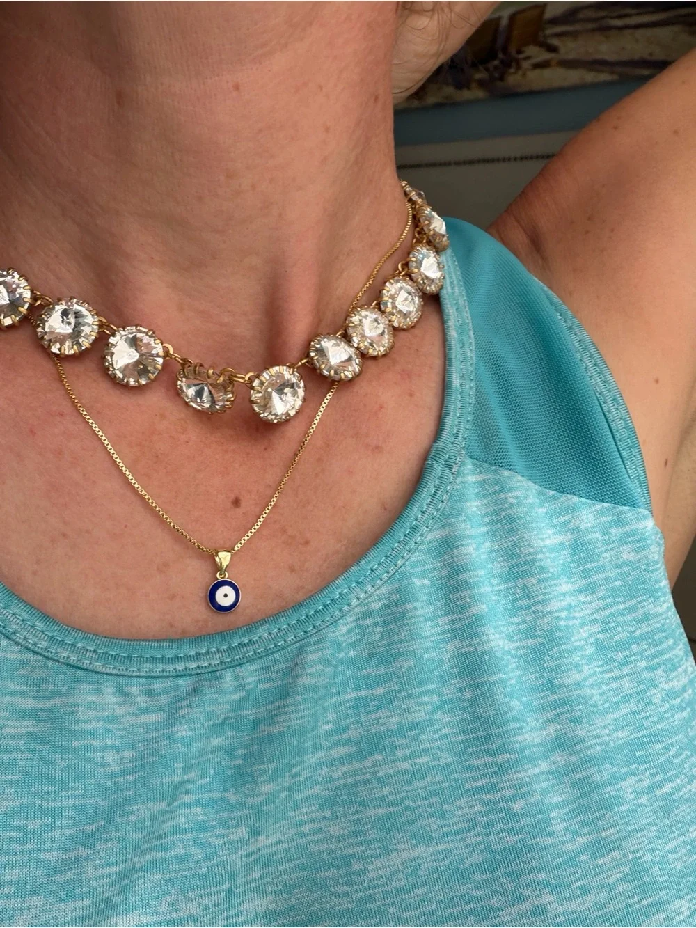 J. Crew Gold Crystal Statement Necklace & Earring Set - Clear - Picture 6 of 6